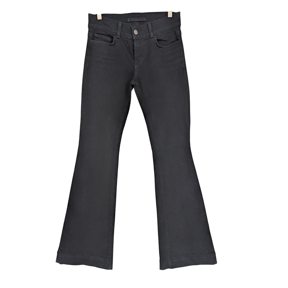J Brand Lovestory Wide Flare Jeans Women 28 Black Low Rise Y2K Indie Made in USA